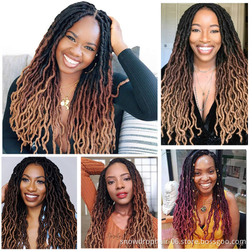 Synthetic Gypsy Locs Extension Braids Wavy Curly Crochet Braid Hair Goddess Faux Locs